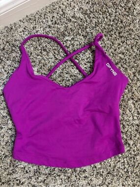 DFYNE Magenta Crisscross Stretch Crop Cami